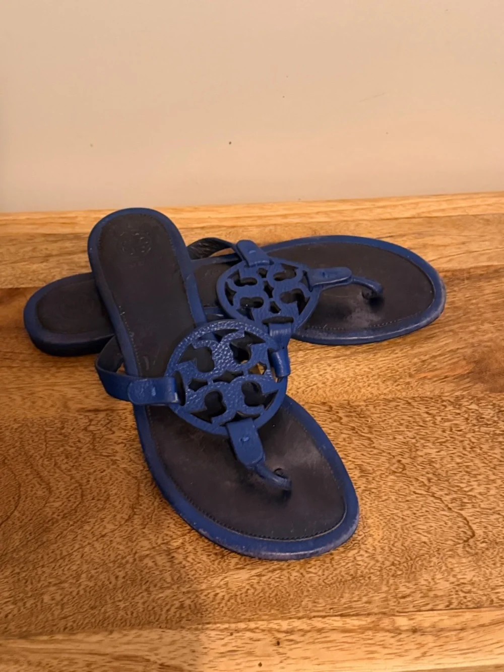 Tory Burch Blue Miller Cutout Thong Sandals